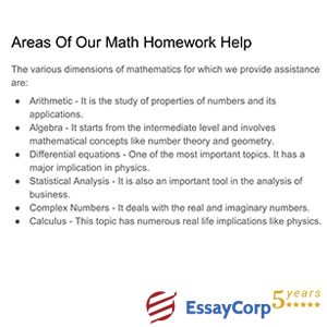 topics we covered in our math homework help